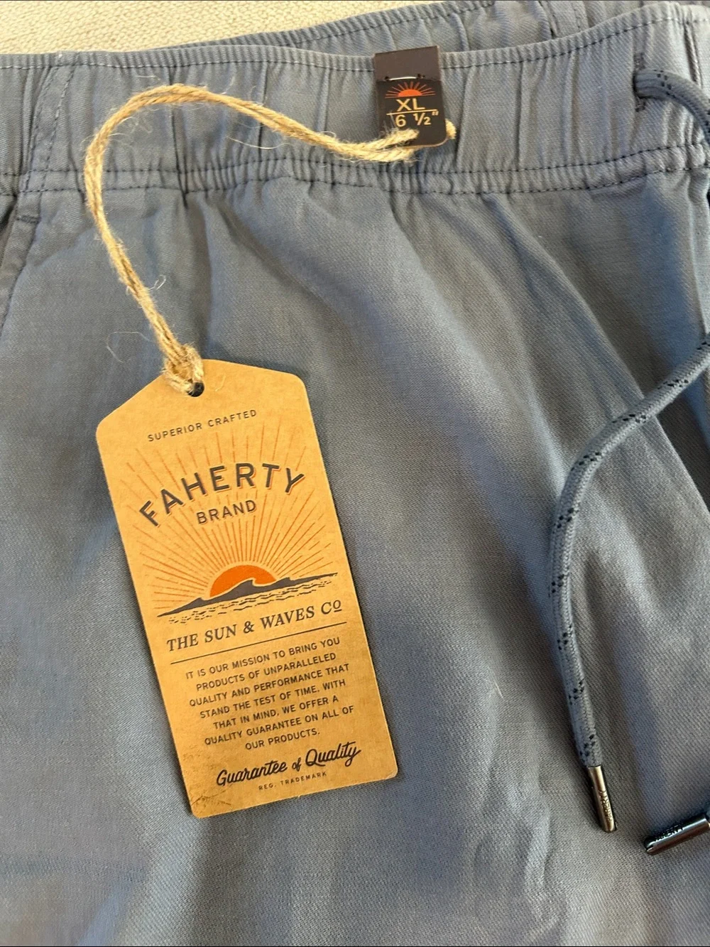 Faherty Men's Essential Drawstring Shorts, Flintstone, size XL, NEW NWT